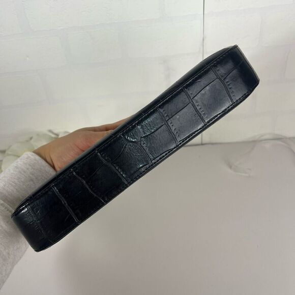 Amanda Smith Shoulder bag Faux Croc embossed Black Small Y2K - Picture 11 of 15